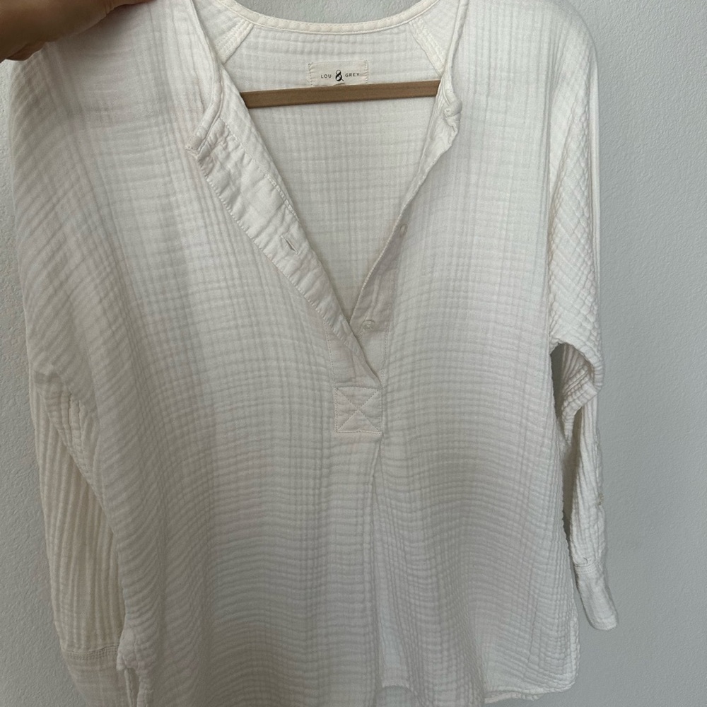 Lou & Grey Cream Textured Blouse